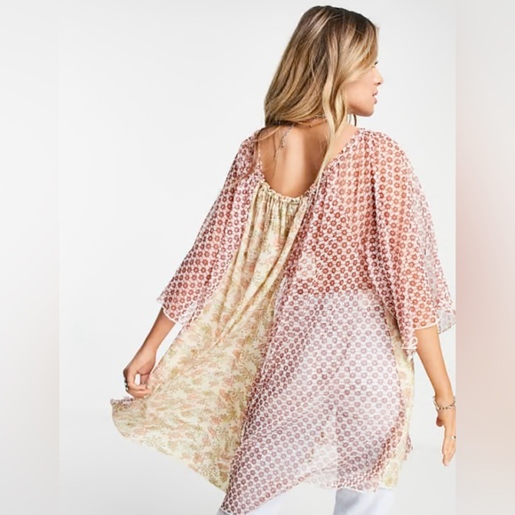 FREE PEOPLE Because I Love You Tunic Mini Dress Sunshine Combo Boho Size XS - Picture 3 of 13